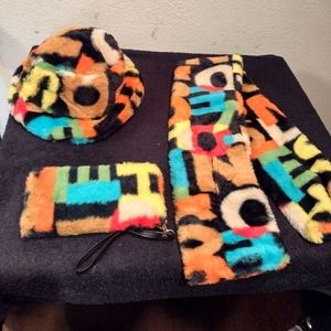 NWT plush letter hat wallet and scarf